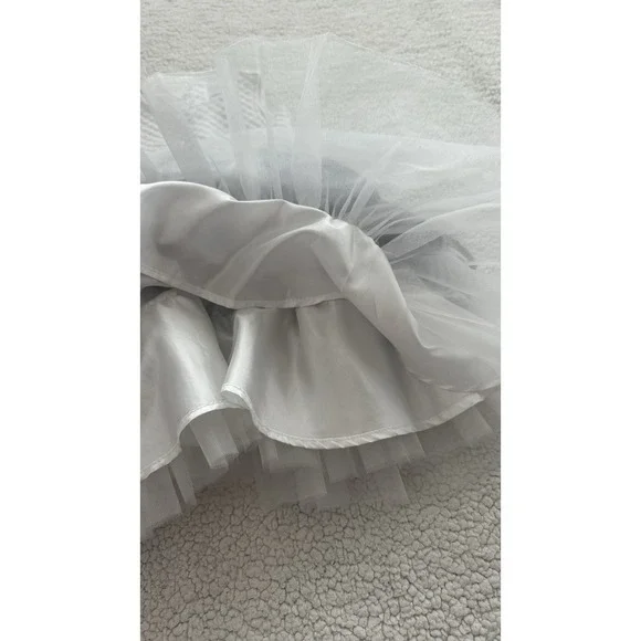 Girl's Blue & White Tulle Dress Fancy Bow Formal Size 5 Sleeveless Flower Party - Picture 7 of 13